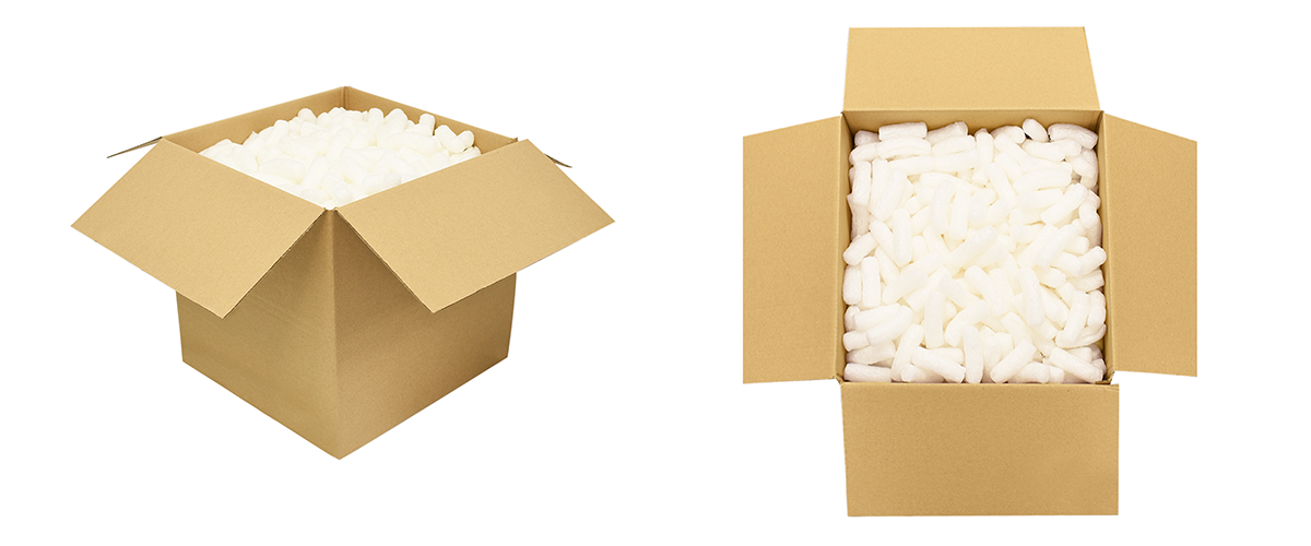 Traditional white packing peanuts